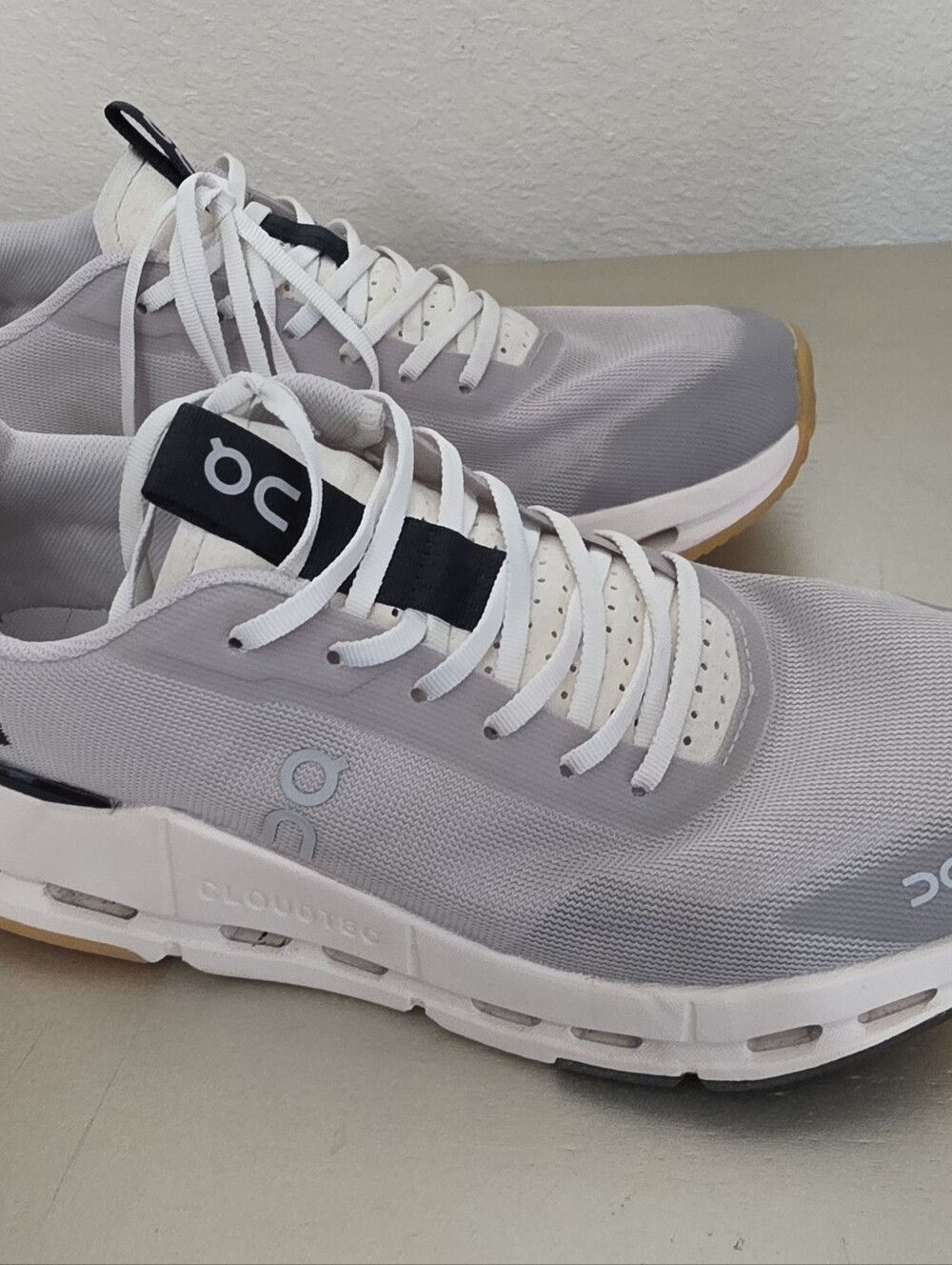 On Running Men's Sneakers in Light Gray with White and Black Accents